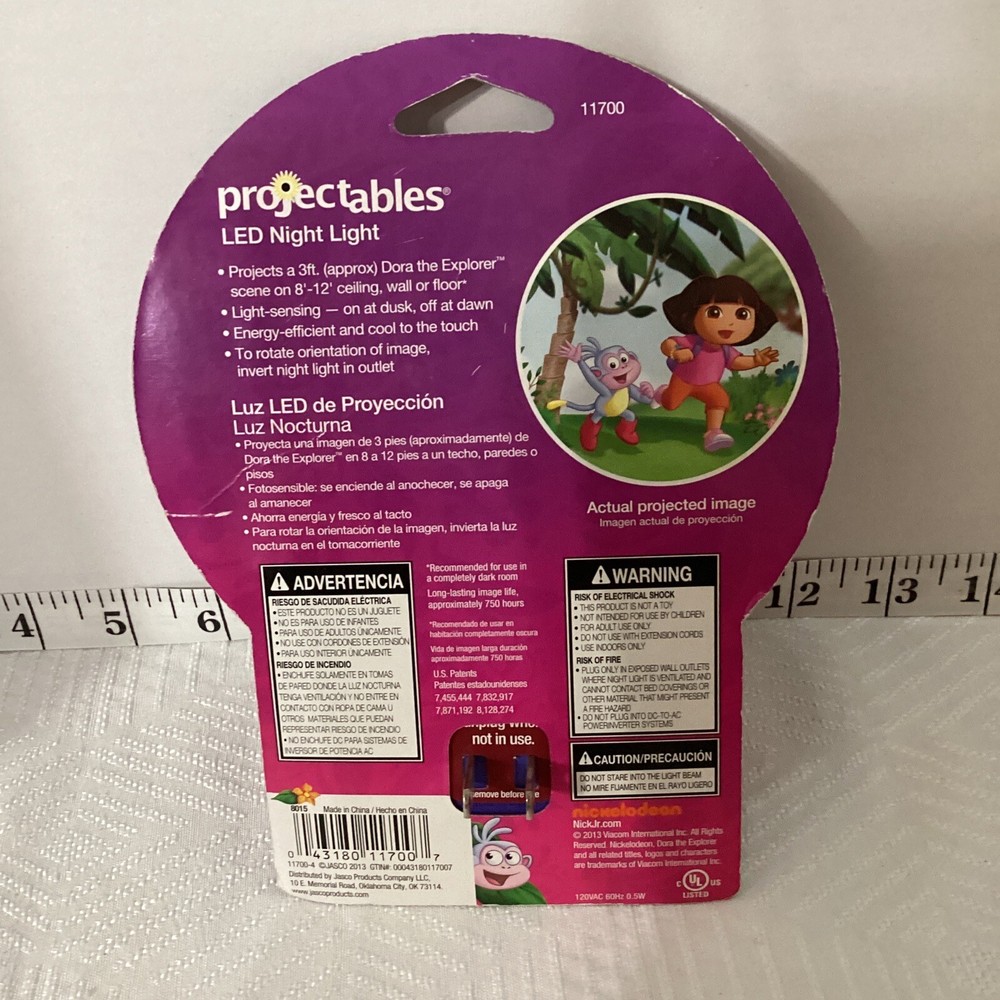 Dora The Explorer Projectables Night Light NIP Light Sensing 3-Ft Projection