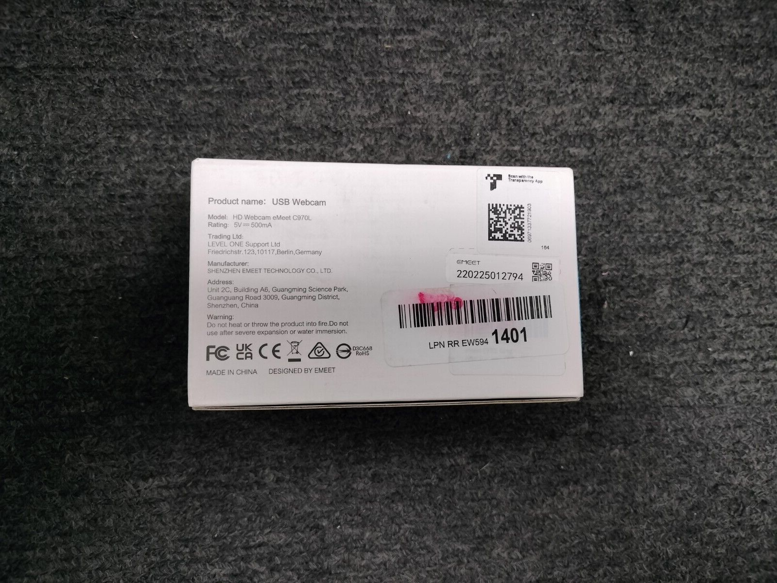 EMEET C970L HD 60FPS w/ Ring Light Autofocus Streaming Web Camera *OPEN BOX*