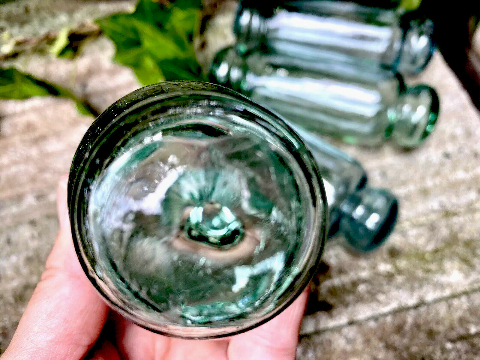 Set of 5 Japanese Glass Floats Antique Blue and Green Rolling Pin Fishing Decor