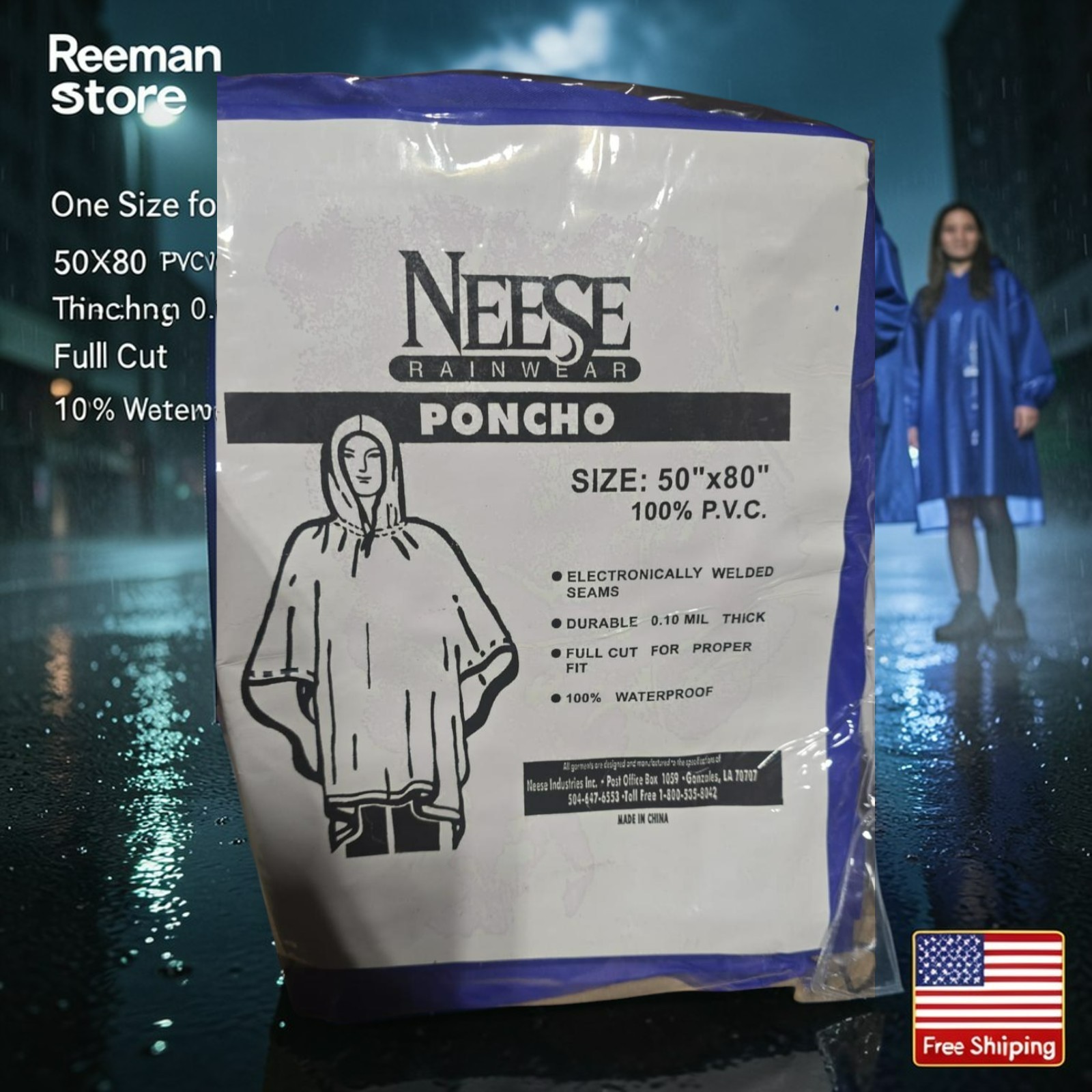 Unisex Rainwear Poncho Waterproof Rain Coats Adults Assort Colors Standard Size