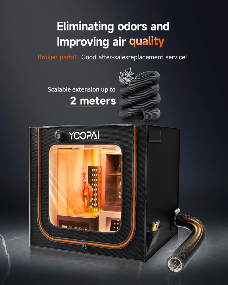 Multifunctional Large Resin 3D Printer Enclosure with Ventilation Kit LED Light,