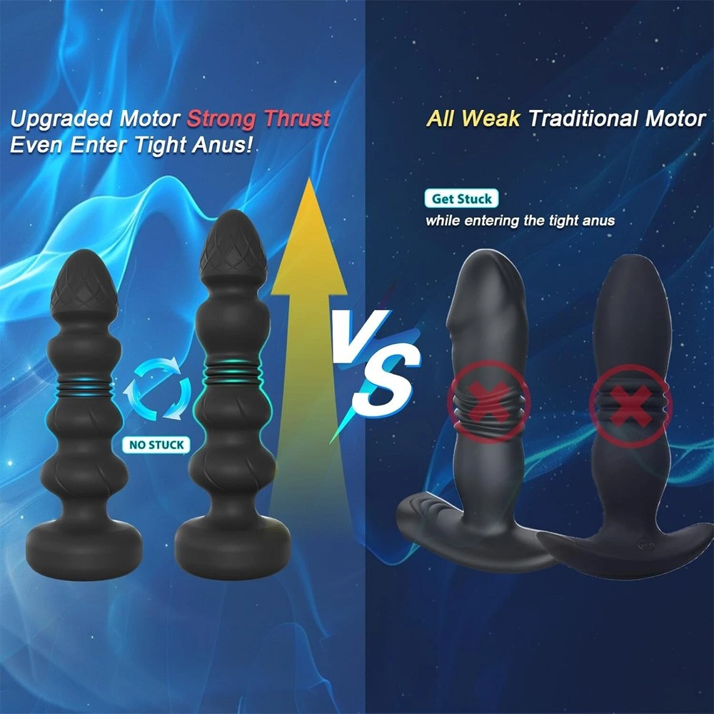 Thrusting Vibrating Anal Butt Plug Dildo Prostate Massager with Remote Control