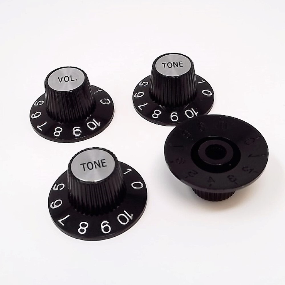 True Custom Shop® Black Witch Hat Control Knobs with Silver Inserts for Gibson