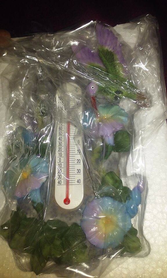 Polystone Springtime Hummingbird Thermometer