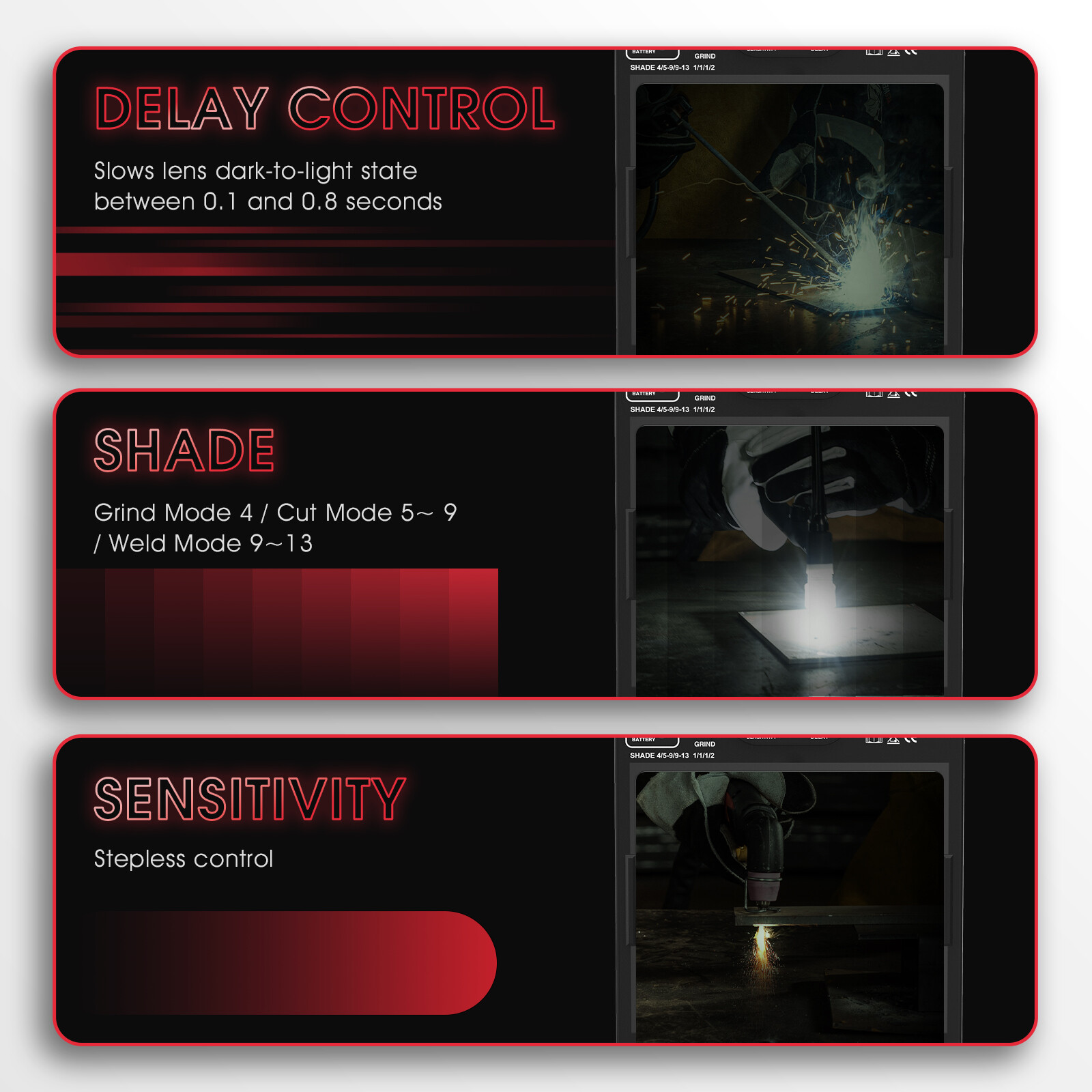 Auto-Darkening Welding Helmet,Large View True Color Welder Helmet with Side View