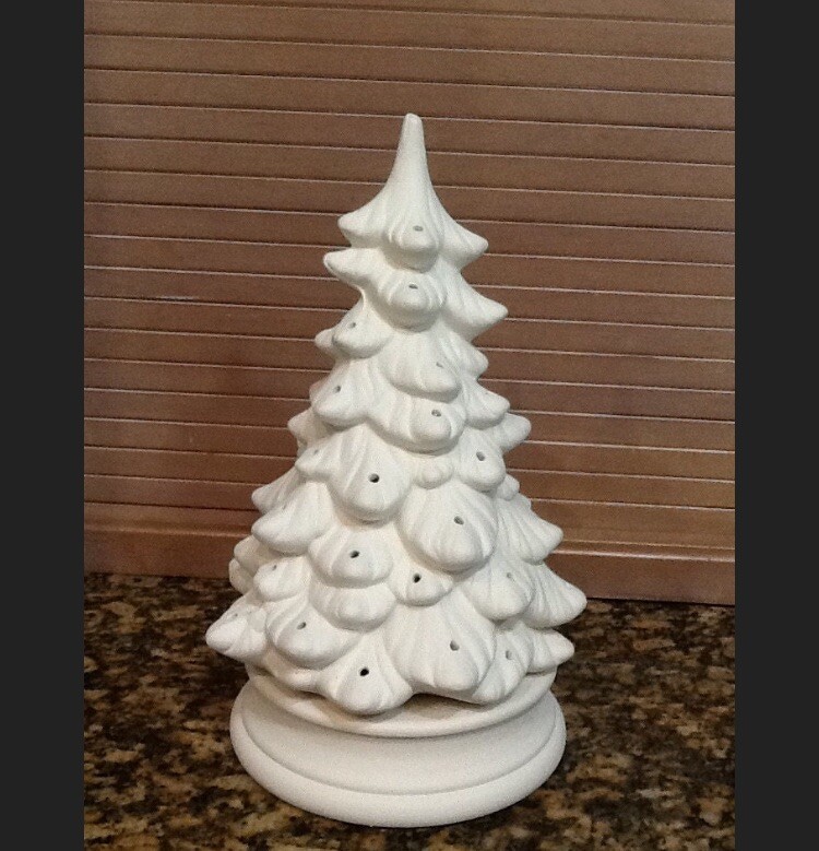 Ready to Paint Ceramic Bisque, 12" Christmas Tree & Base