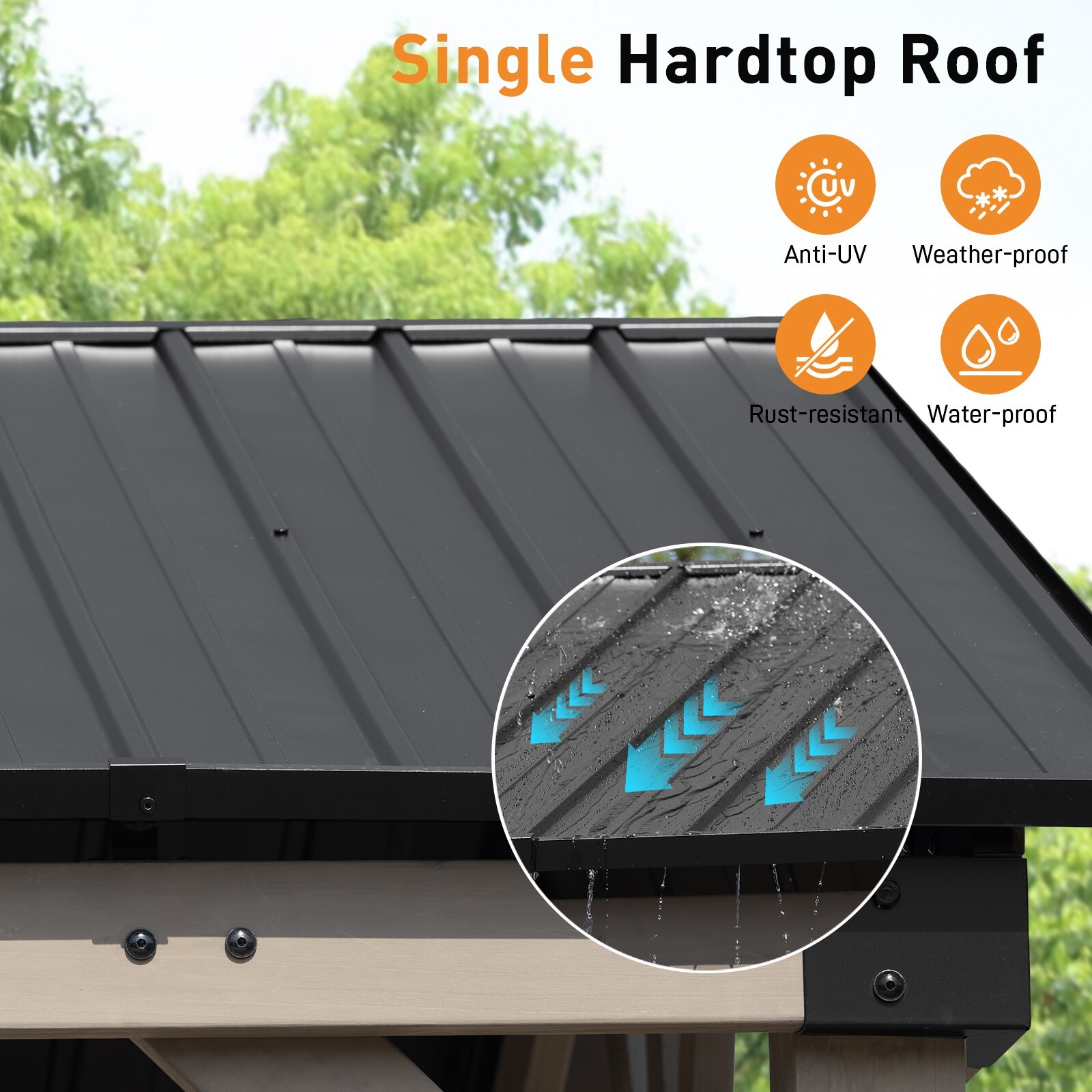 Aoodor 10'x 12' Hardtop Gazebo Outdoor Cedar Wooden Frame with Waterproof Socket