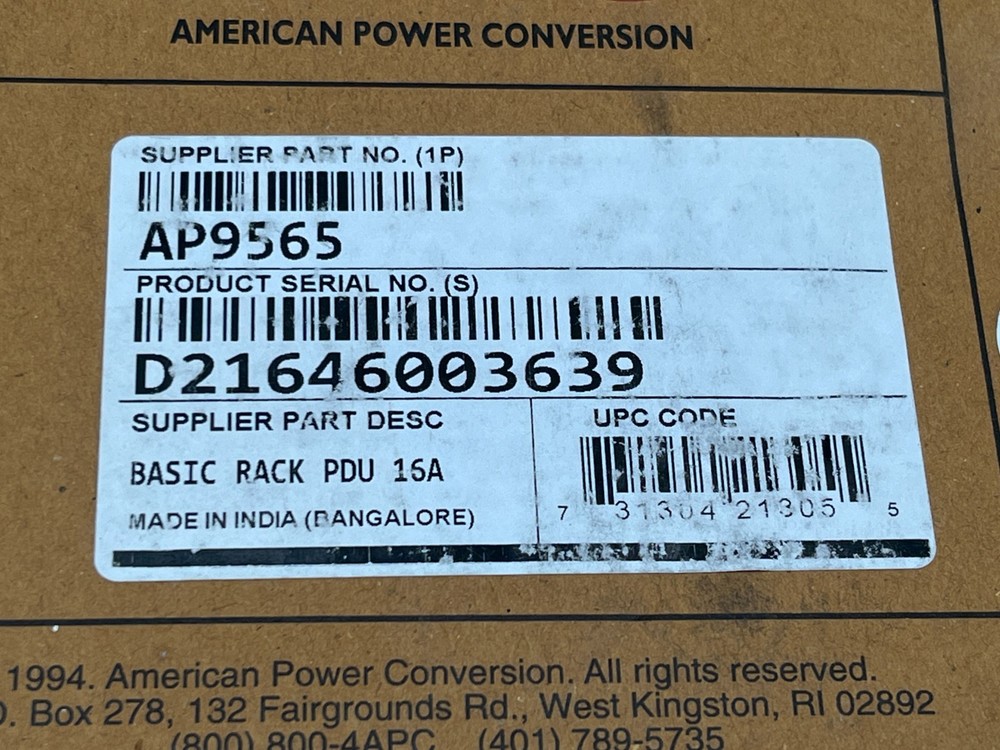 APC AP9565 NETSHELTER BASIC RACK PDU 1U 16A w/ 12x C13 OUTLETS