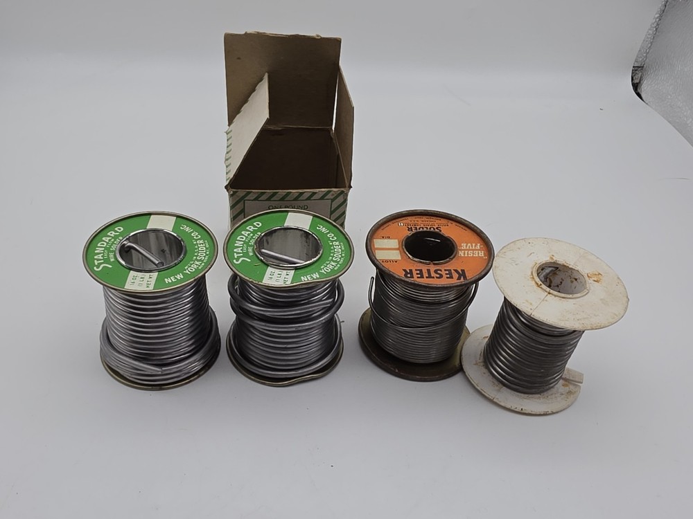 Vintage - NY Radio Electronic & Unknown Solid Lead Solder Wire - 4 Rolls