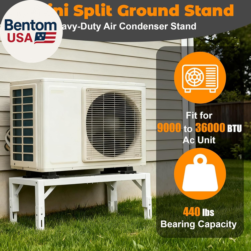 Mini Split Stand, Heavy Duty Adjustable Mini Split Ground Stand for 9000-36000 B