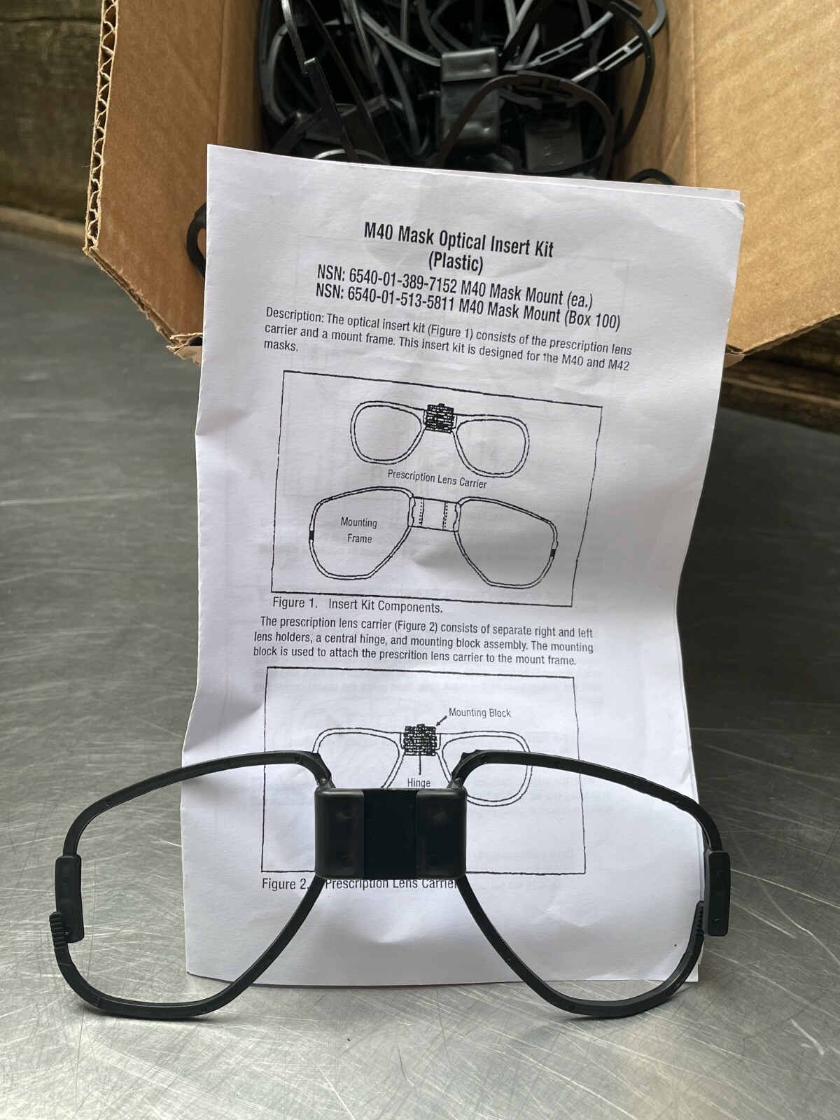 M40, M42 Gas Mask Optical Insert Mount Kit 4240-01-389-7152 for Rx Lens Carrier