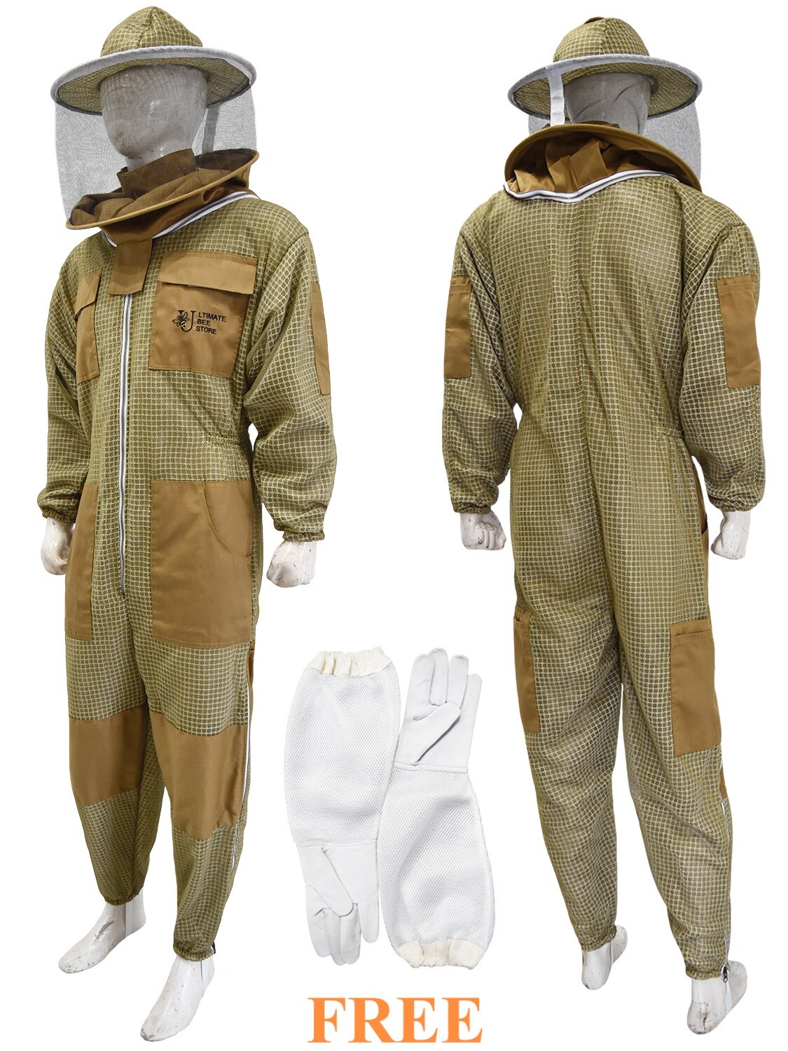 Ventilated Bee Suit Round Veil Beekeepers Three Layer beekeeping Suit Coverall