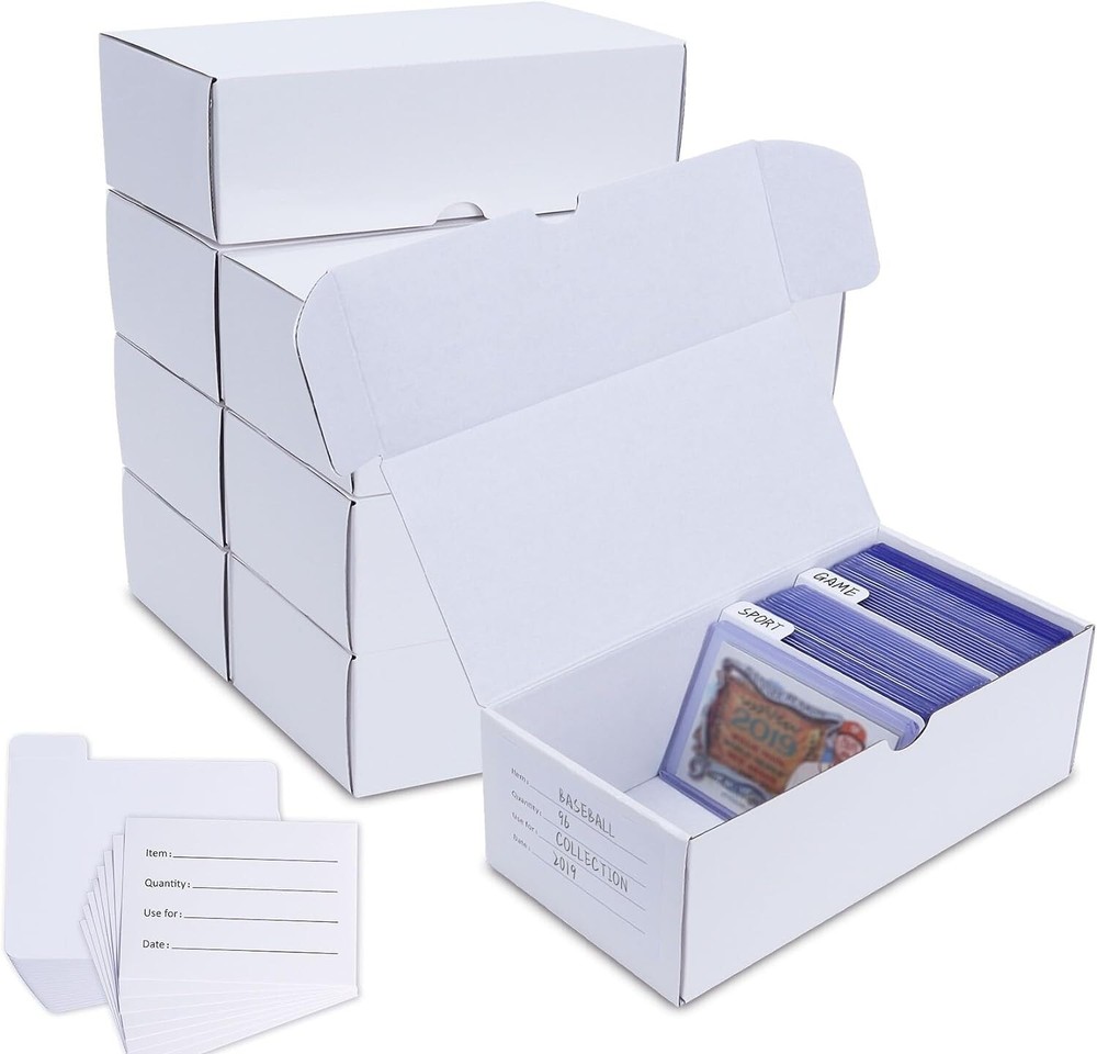Stackable and Dustproof 8-Pack Cardboard Top Loaders for Trading Card Organizing