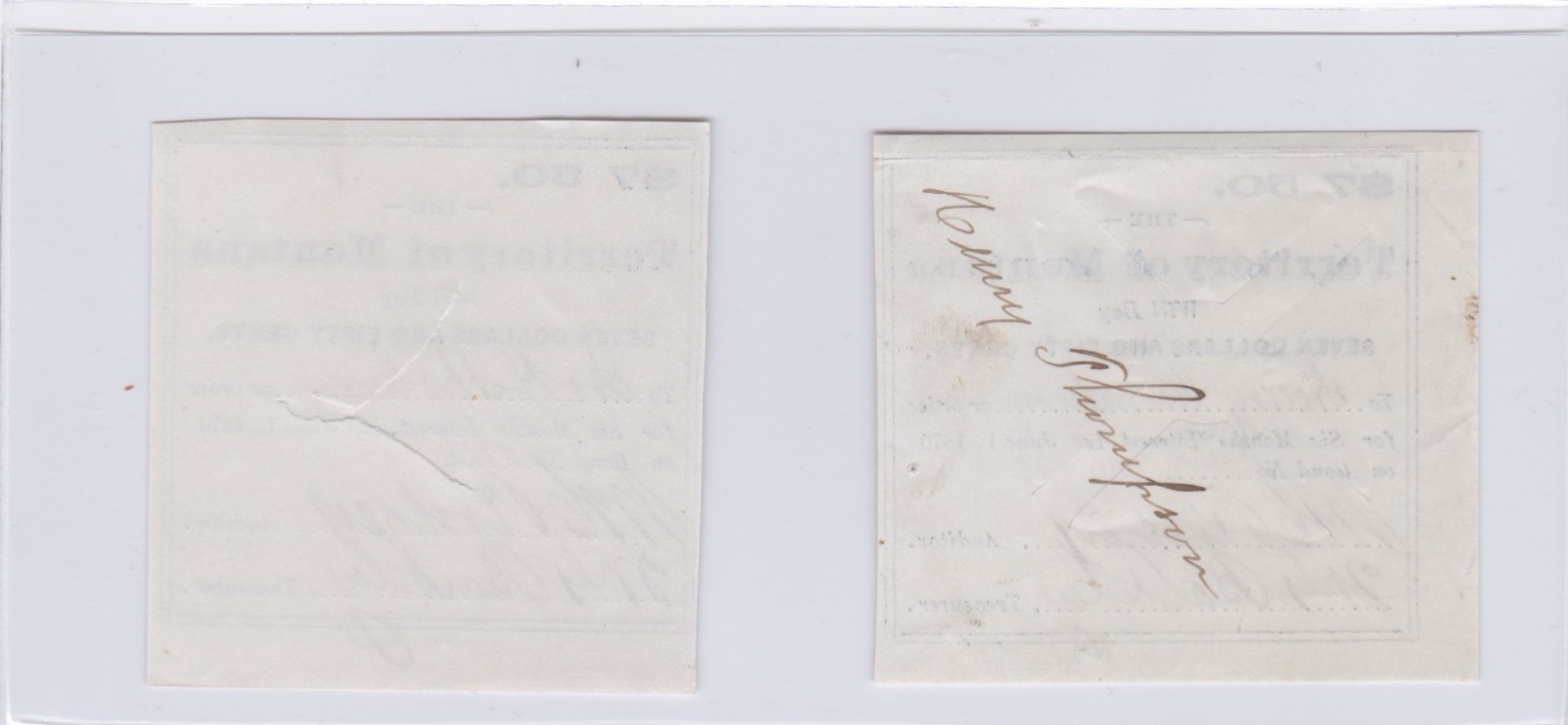 Montana Territory Bond Coupons Qty 6 1868-1871 $7.50