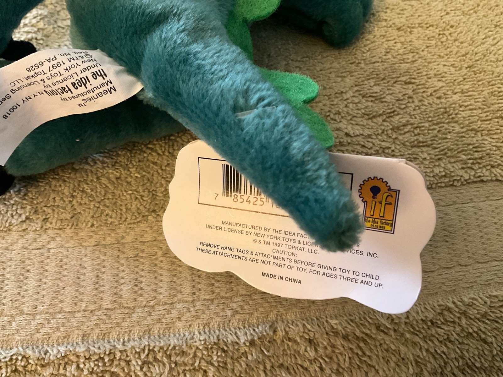 New Vintage 1997 Meanies Series 1 HURLEY THE TOUCAN Bean Bag Plush