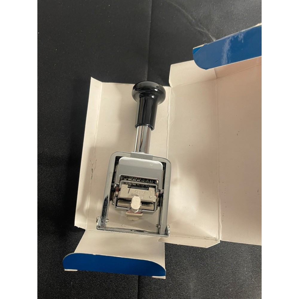 Automatic Numbering Machine Self Inking 6 Brass Wheels 7 Actions Drop Ciphers