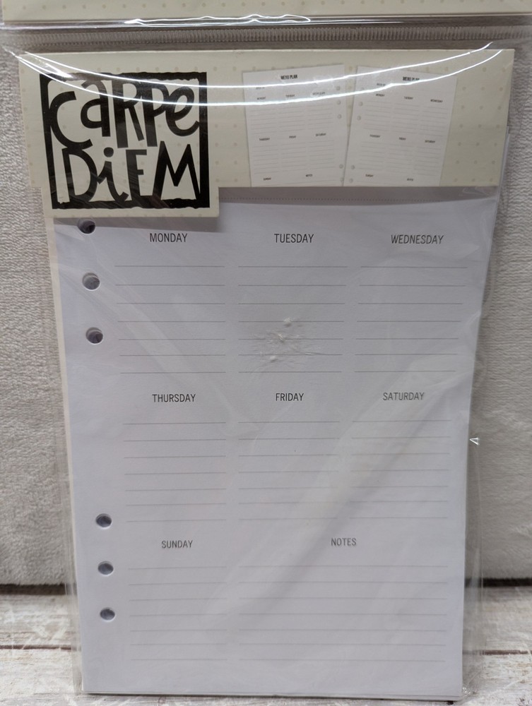 Carpe Diem Undated Menu Inserts Planner Inserts
