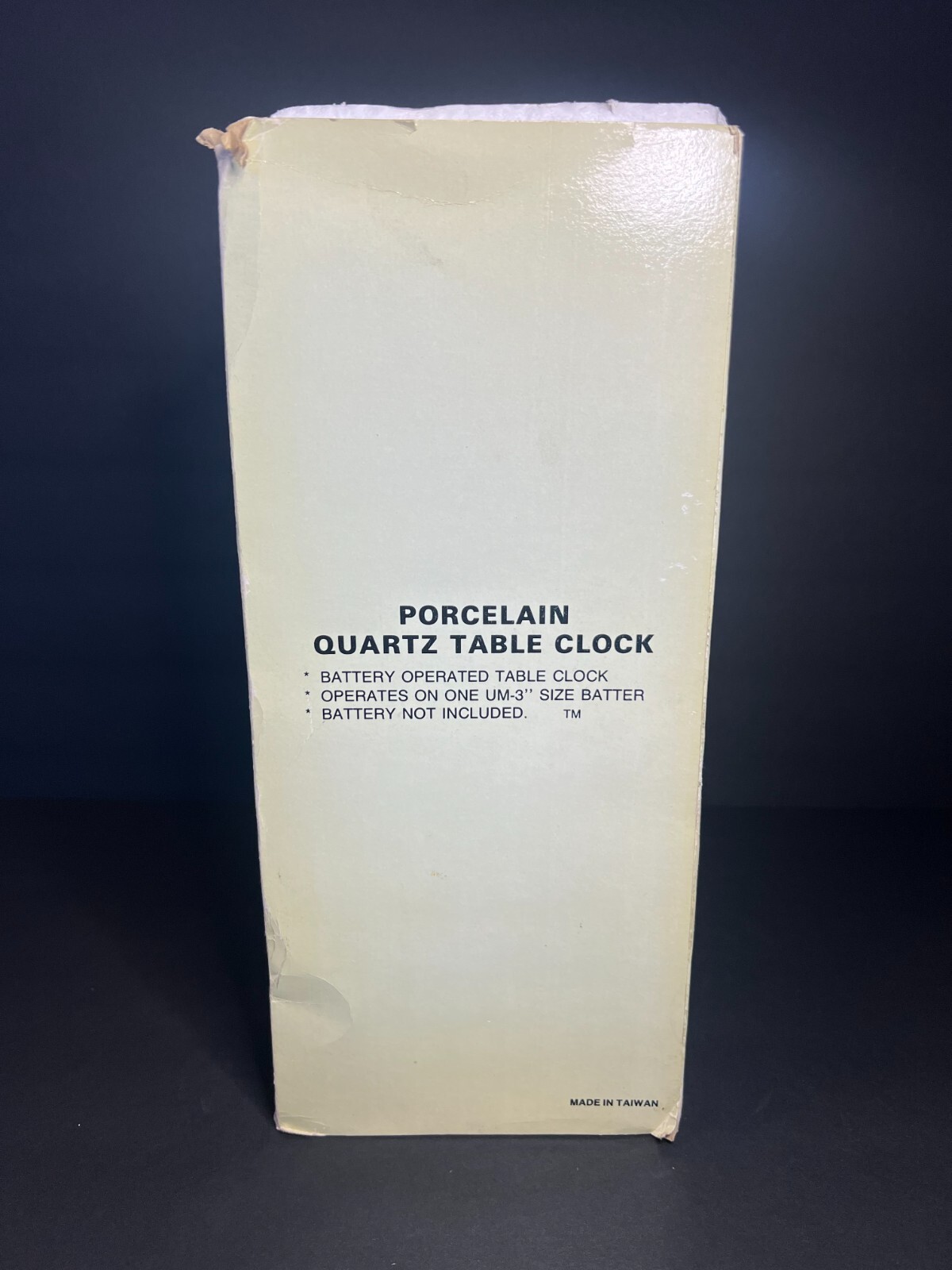 Vintage RARE Hand Painted Porcelain Blue & White Gold Unicorn Quartz Table Clock