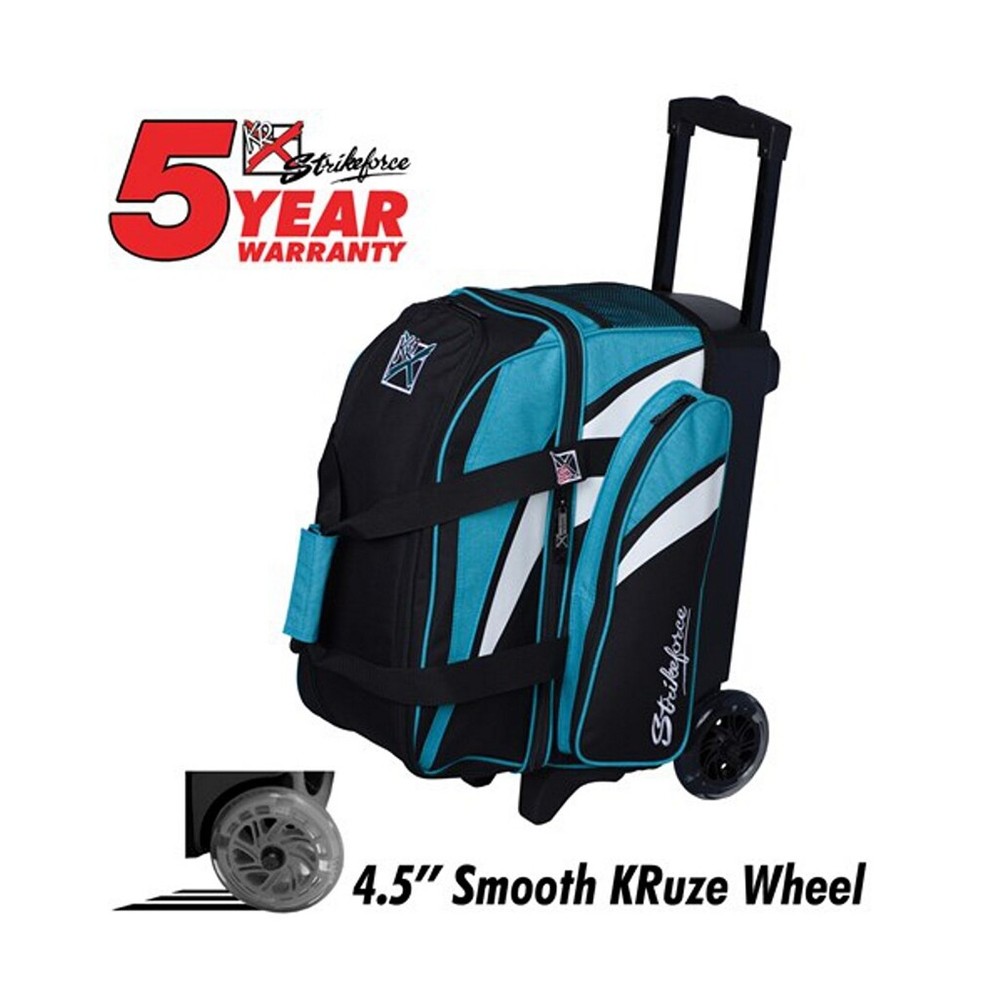 KR Strikeforce Cruiser Smooth Black/Teal 2 Ball Roller Bowling Bag