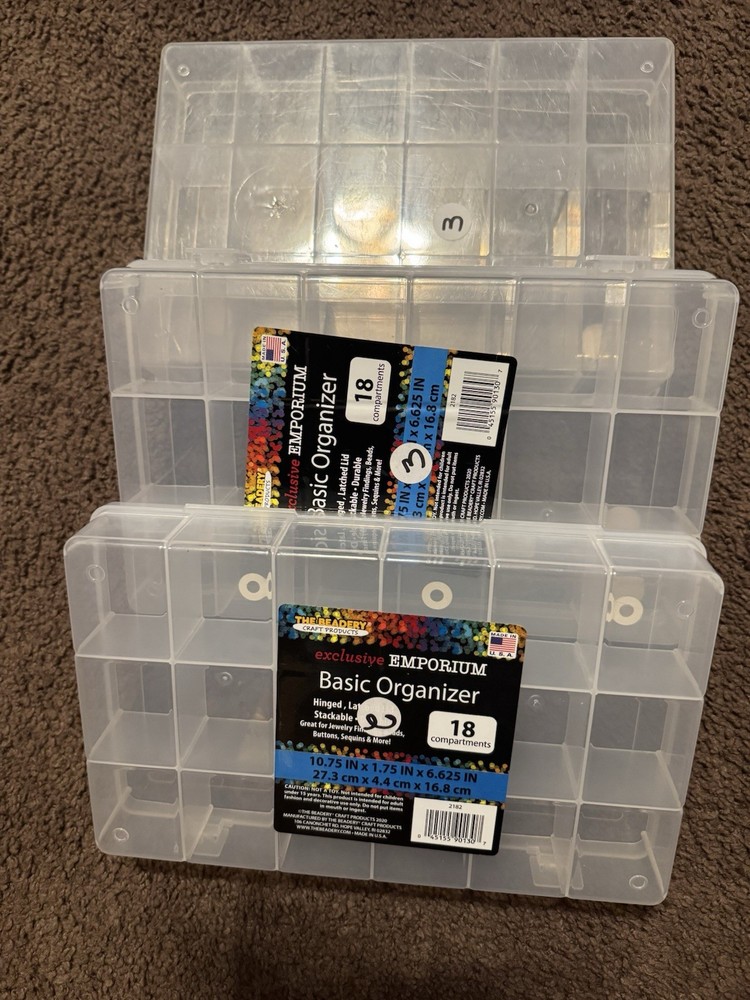 Storage Containers  For Beads, Set Of Three