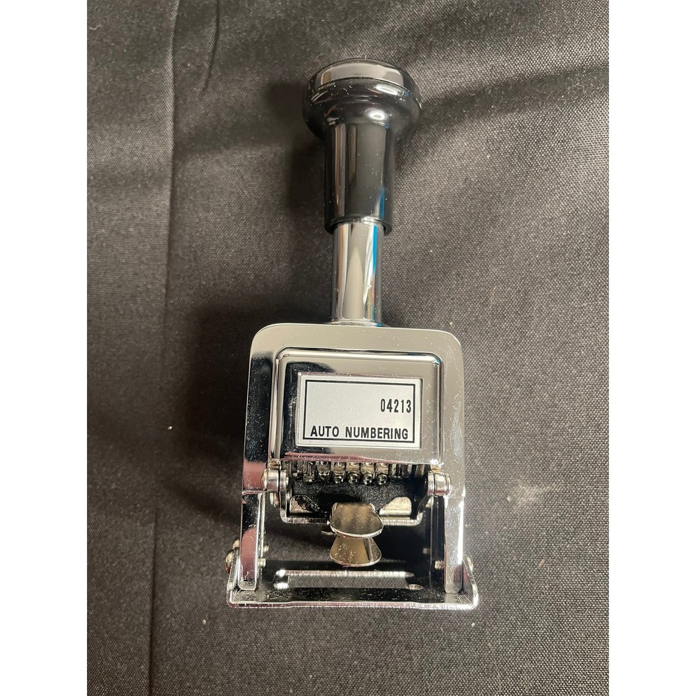 Automatic Numbering Machine Self Inking 6 Brass Wheels 7 Actions Drop Ciphers