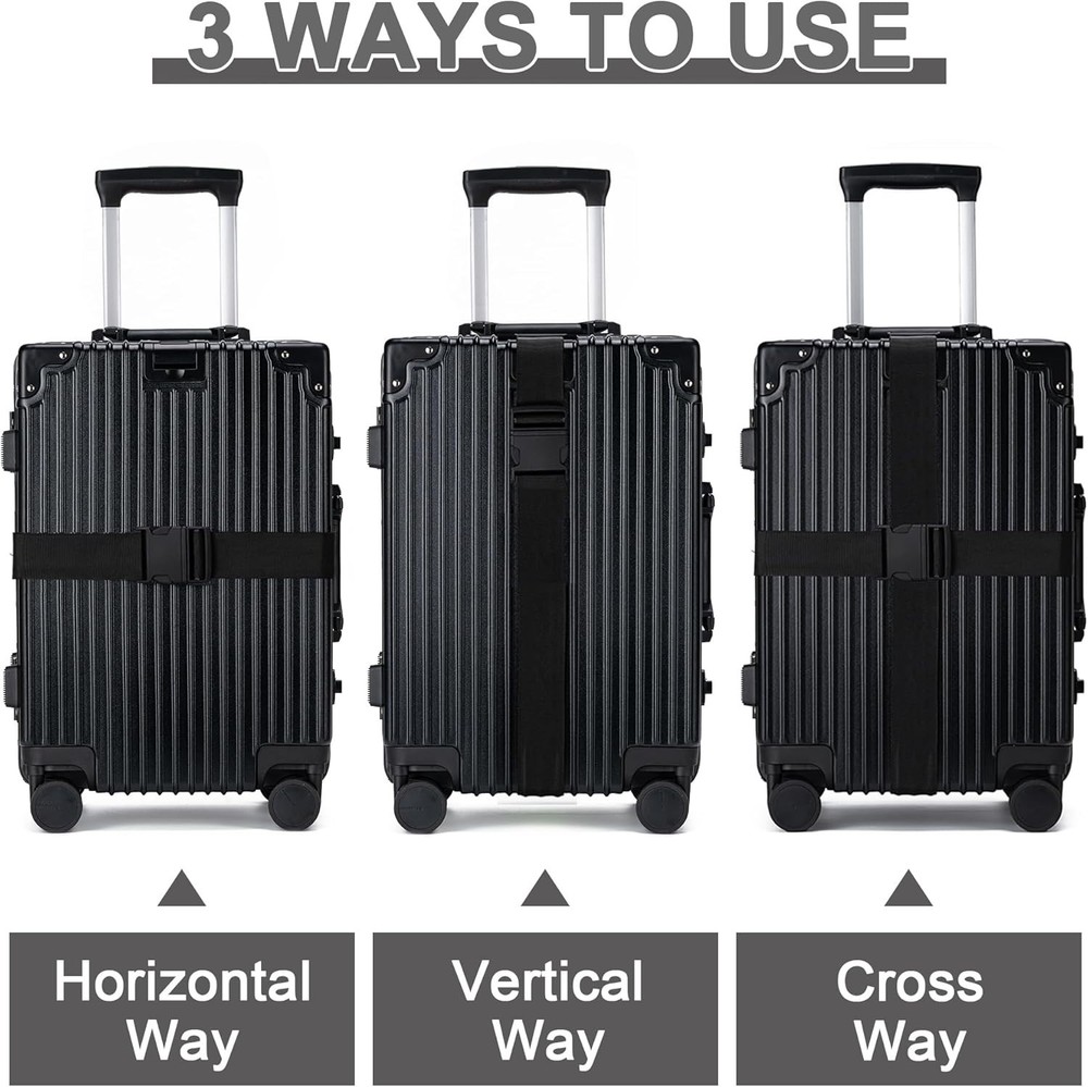 Durable Adjustable Luggage Straps Set - Bright Colors for Easy Identification