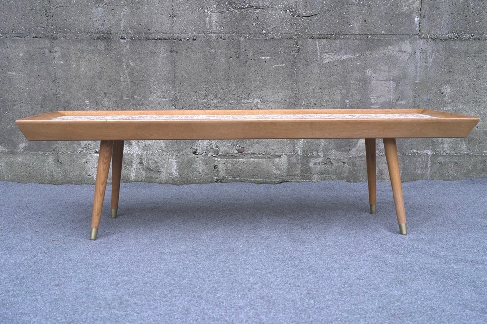 Mid Century Modern Marshall Studios Style Mosaic Tile Top Coffee Table