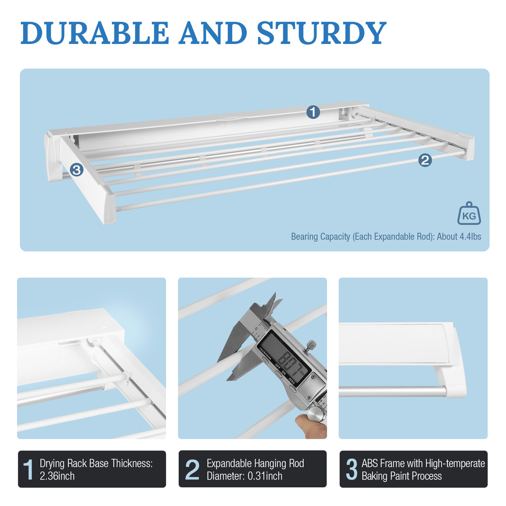 Wall-mounted Laundry Clothes Storage Dryer Hanger Retractable Drying Rack