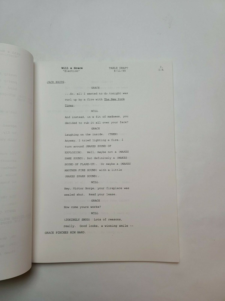 WILL & GRACE / Adam Barr 1999 TV Script, Eric McCormack & Lou Cutell "Election"