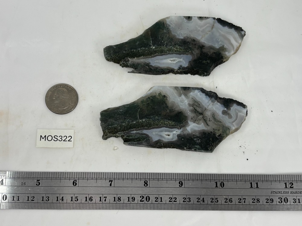 Semi-translucent Moss Agate Slabs Cabbing Lapidary Combo Ship Avail