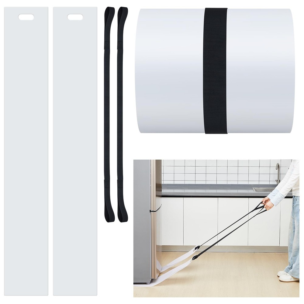 2 Set Long Appliance Slider with Pull Strap 8 x 60 Inch, White ,Black