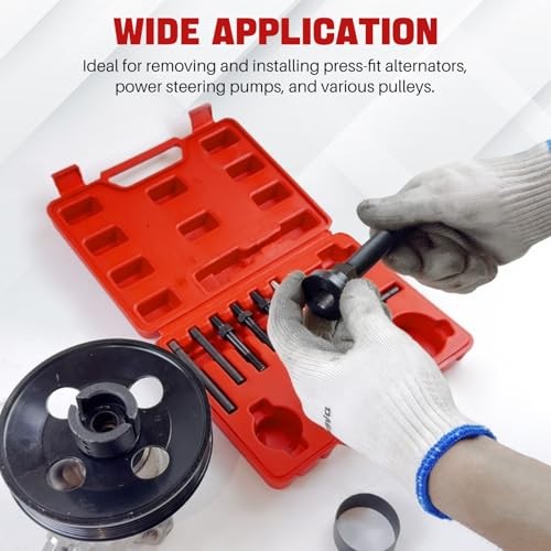 Power Steering Pulley Puller Installer Kit | 12PCS Alternator AC Pulley