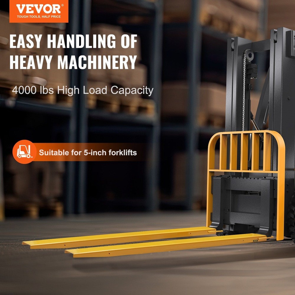 Solid 4000lb Fork Extensions 2130x152x50mm Easy Install Yellow