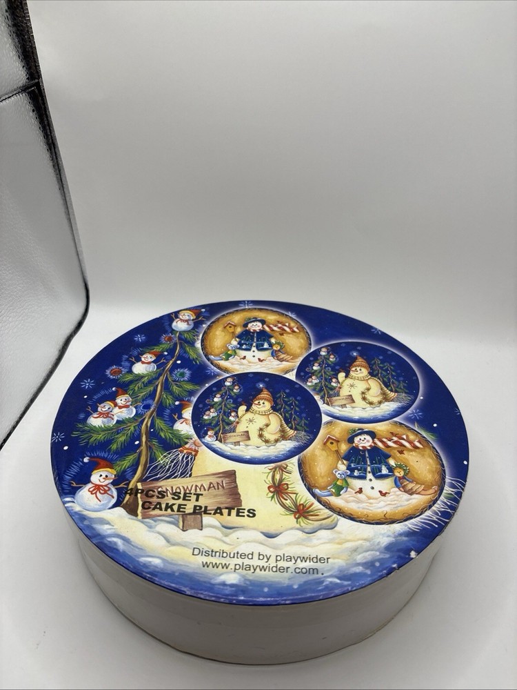 Snowman 4 pcs Set Cake Plates 8"