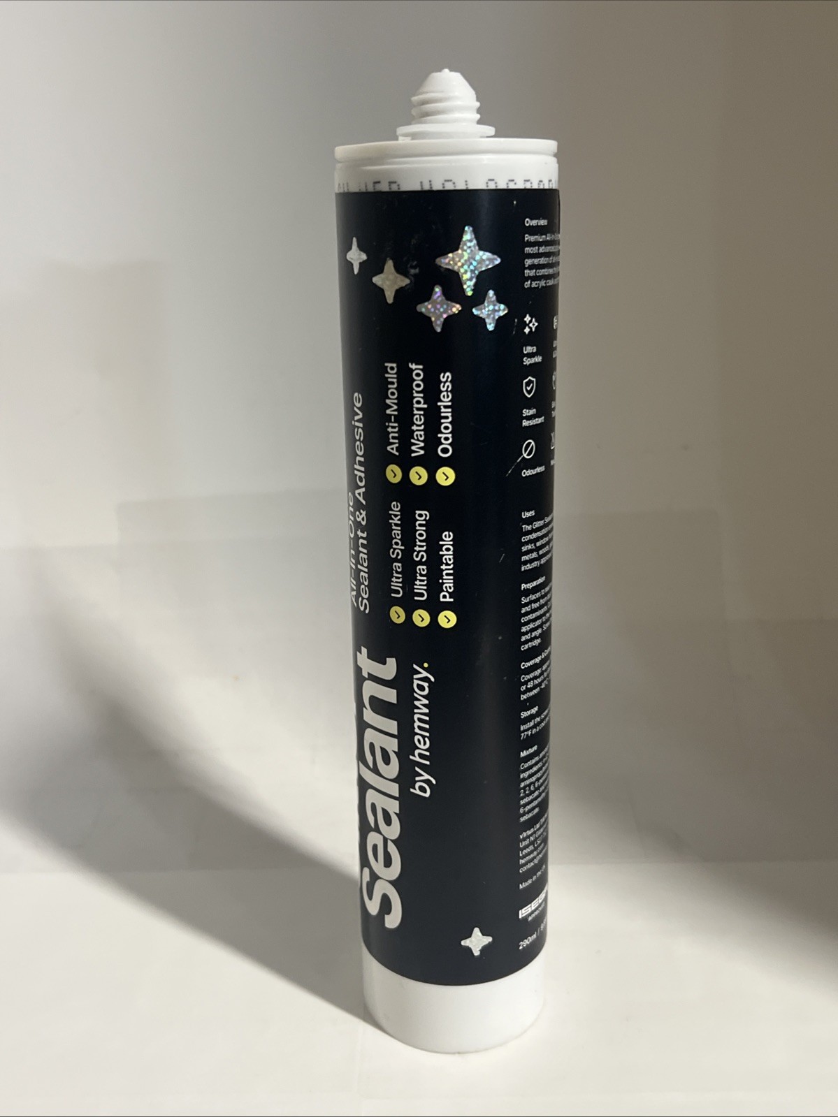 Hemway Glitter Sealant & Adhesive Transparent Silver Holographic 290ml Caulk