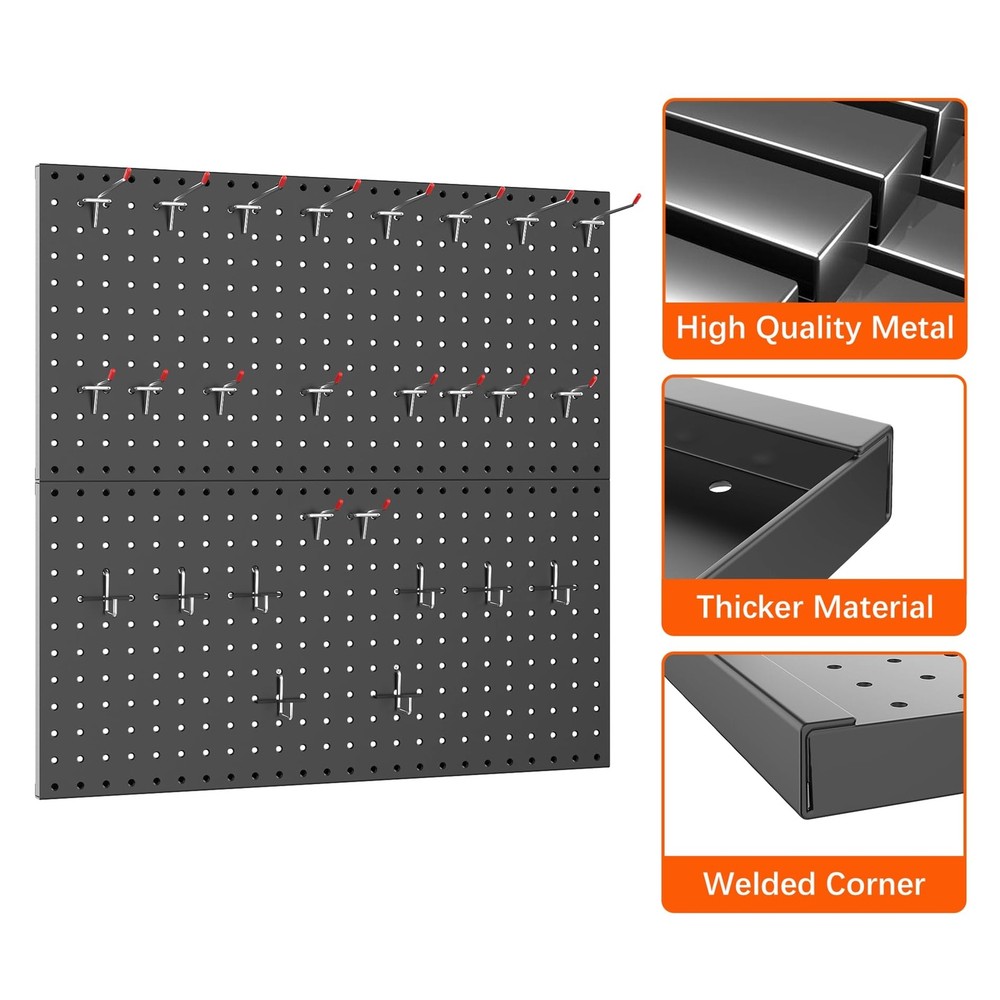 Metal Pegboard Panels for Wall Garage Tools Storage Pegboard for Garage, Work...