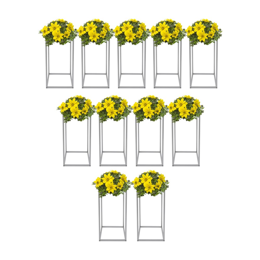 11 Pcs Silver Flower Stands for Elegant Wedding Decorations, Rectangular Design