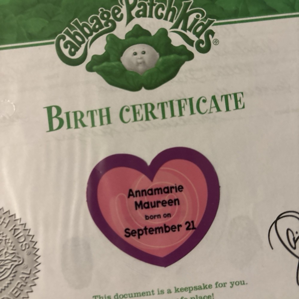 Cabbage Patch Kids Birth Certificate / choose name 🥰 buy more save more