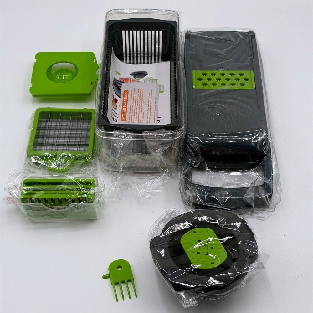 Multi-functional Vegetable Chopper Set Dice Shred Slice Black Green New