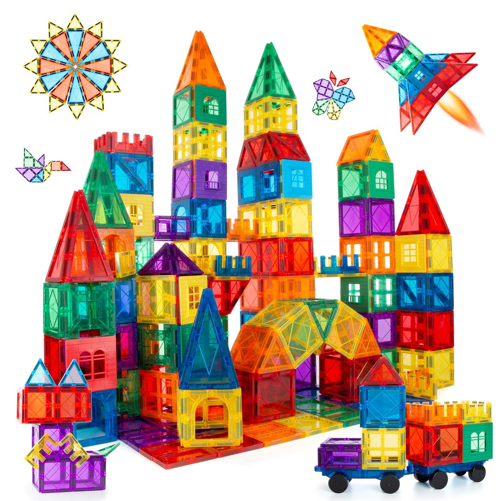 100 Pcs Magna Tiles Clear Colors Magnetic Building Toy Magnet Blocks Kids 3D
