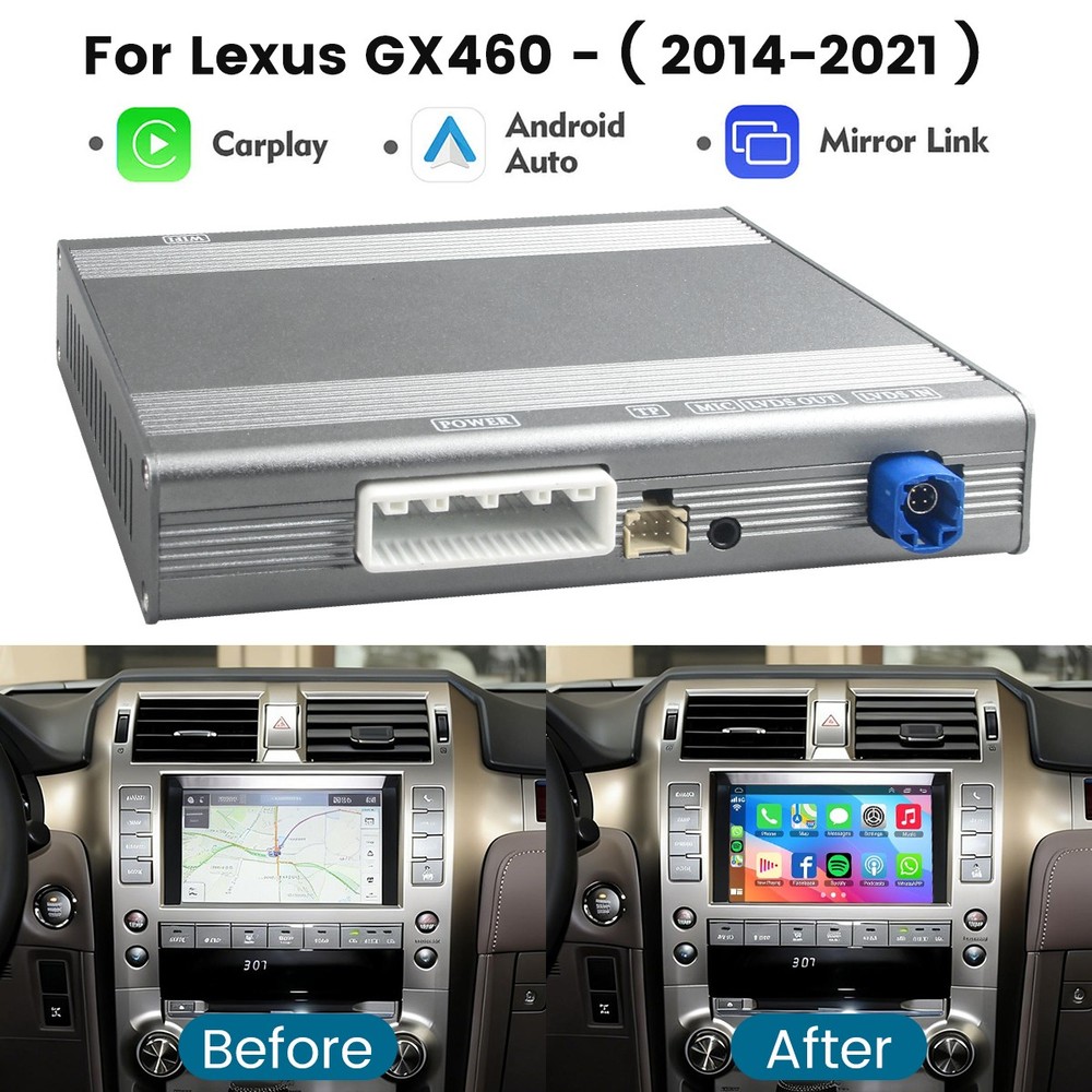 Wireless CarPlay Android Auto Retrofit Kit Decoder Box for Lexus GX460 2014-2021