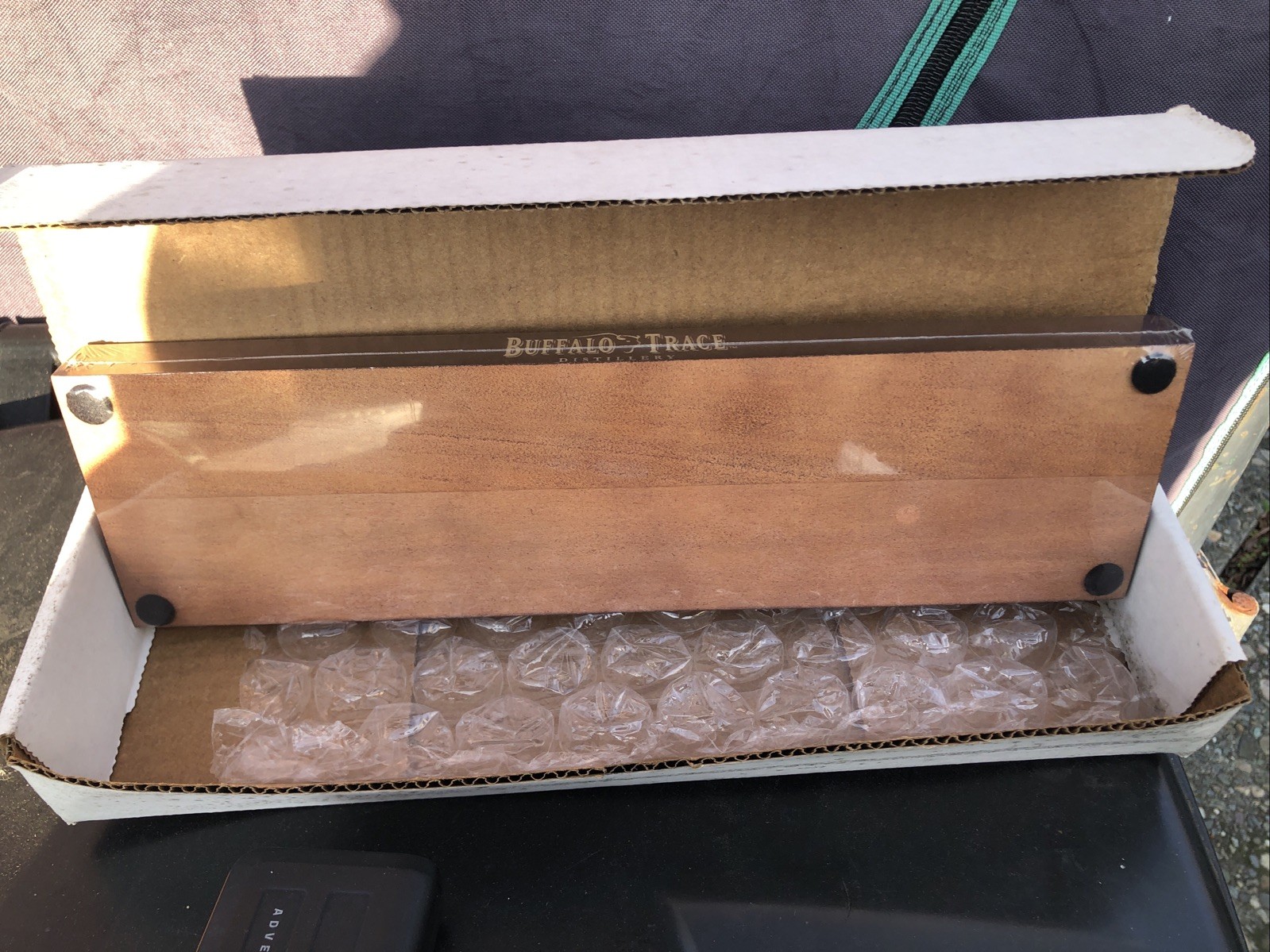 Buffalo Trace Bourbon Distillery Flight Holder Display Advertisement Piece Nib