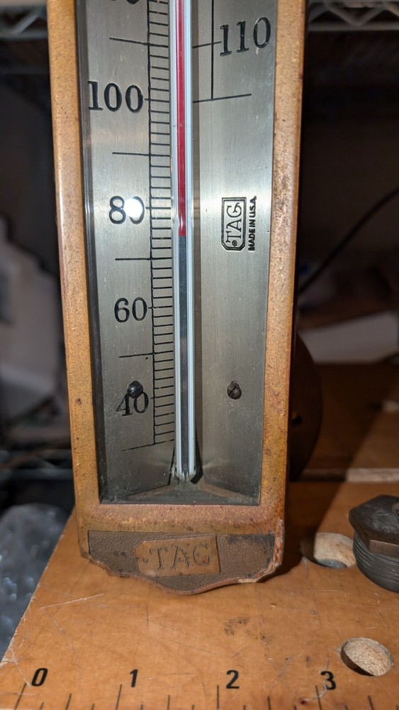 TAG Tagliablue Solid Brass Tank Thermometer complete w/ brass mounting plate