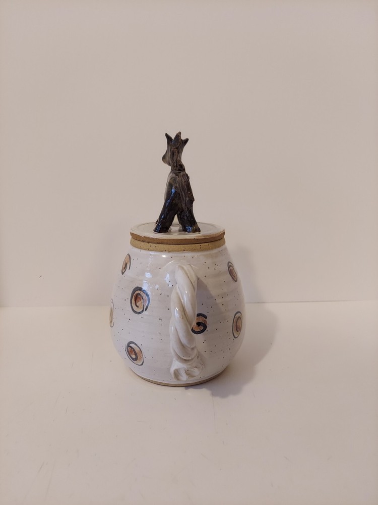Horse Figure Lid Handmade Ceramic Teapot Signed