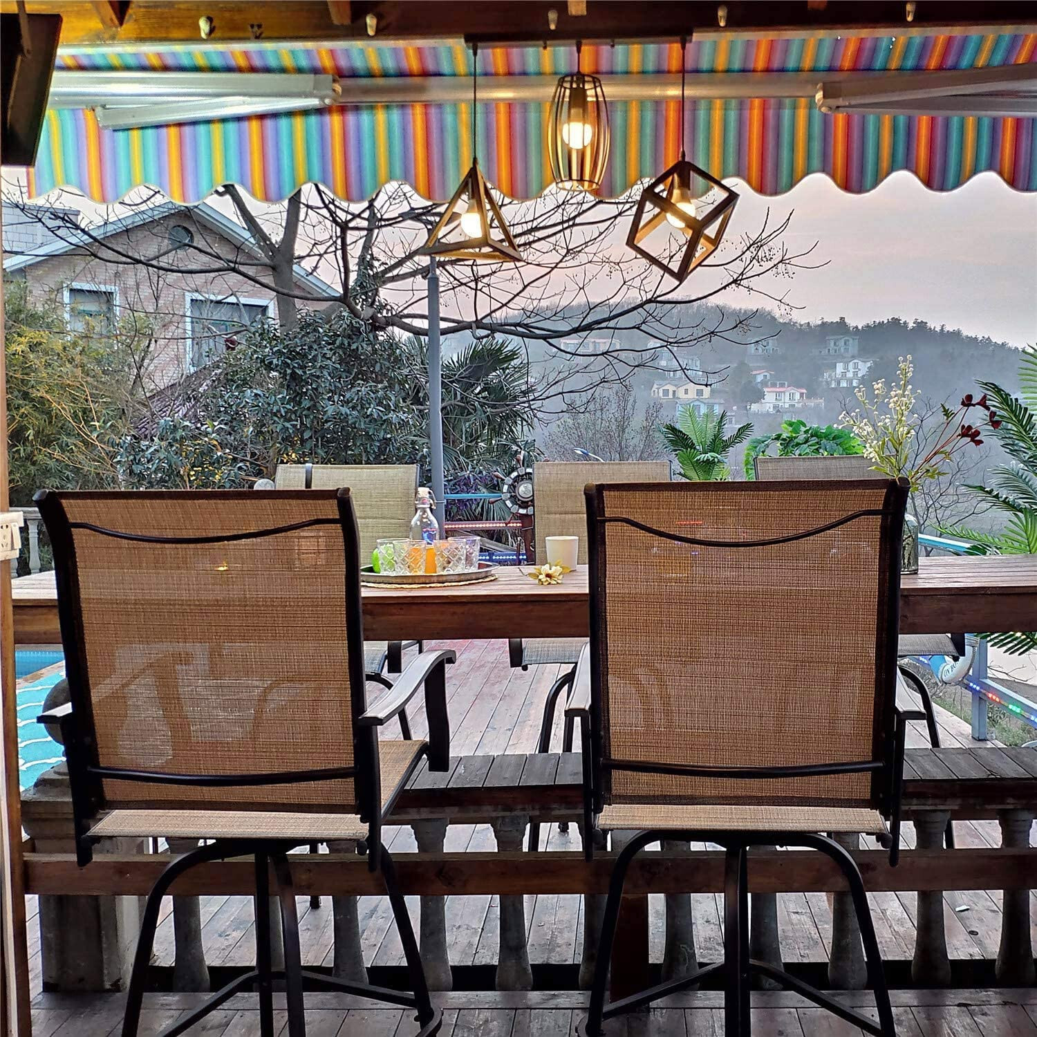 Patio Bar Stools Set of 4 Swivel Barstools Bar Height Chair Outdoor Dining Chair