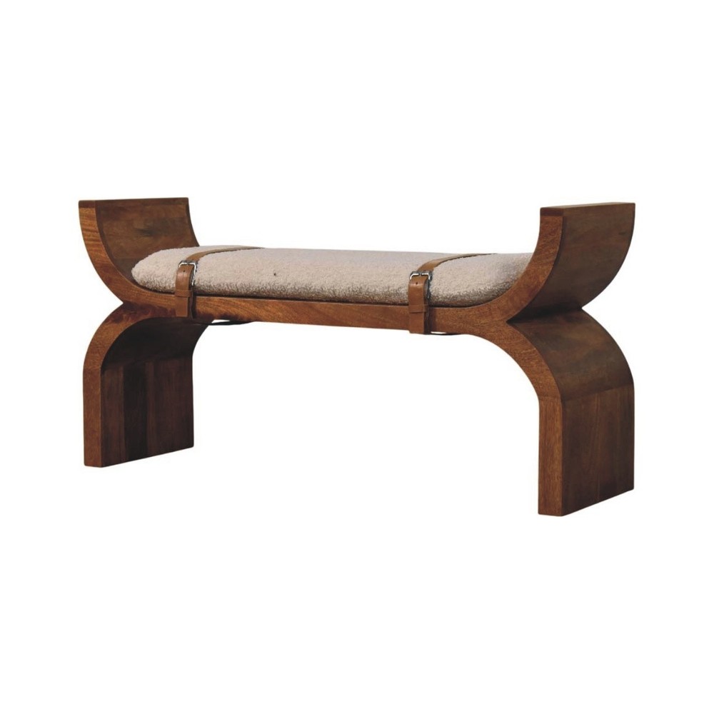 Stirrup Curve Bench with Boucle Seat