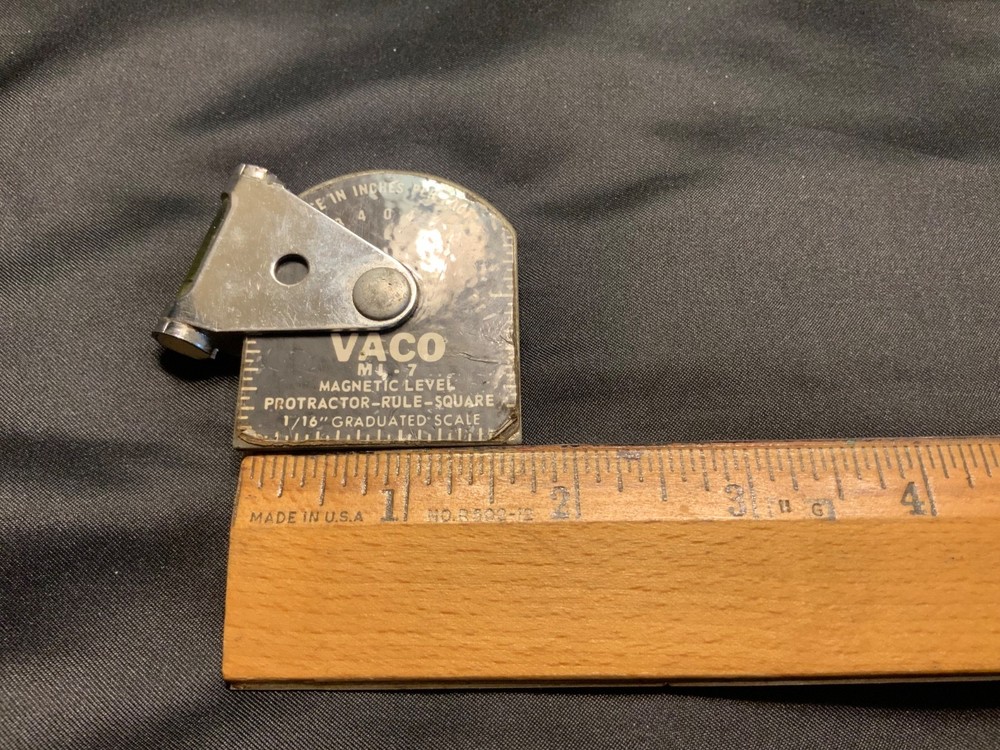 Vintage VACO ML-7 magnetic level protractor - rule - square USA