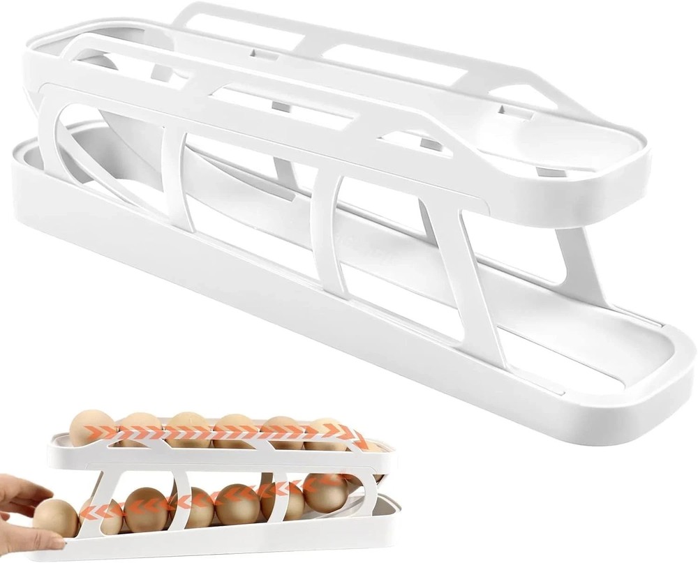 Rolling Egg Dispenser For Refrigerator, Holder Space Saving Automatic...