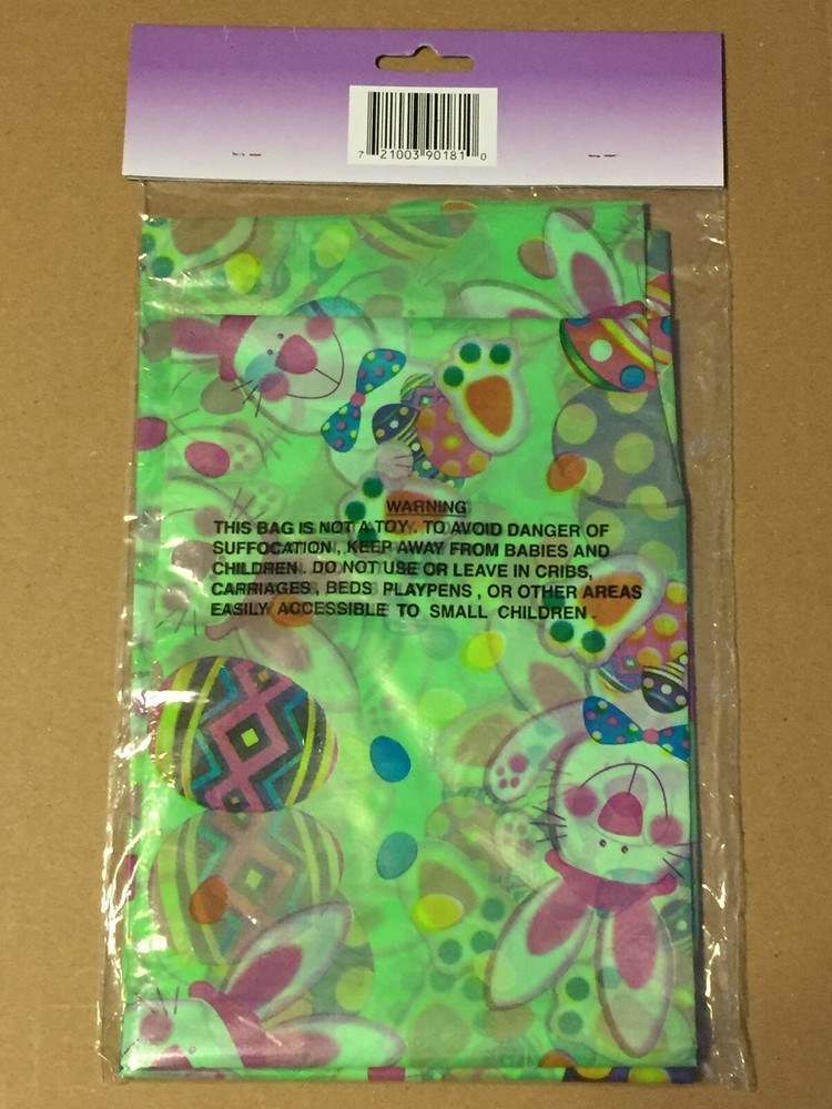 VINTAGE EASTER PLASTIC TABLE COVER 54"X108"