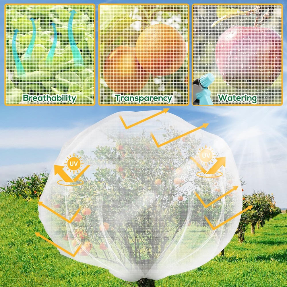 2PCS Fruit Tree Netting with Drawstring, 7 x 6ft 6 x 7FT/2Pack, White